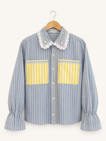 Chemise Mila rayures citron