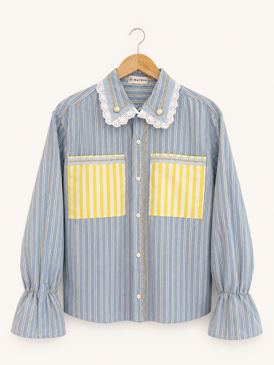 Chemise Mila rayures citron