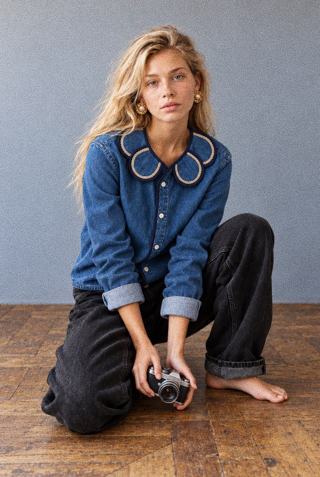 Daisy gold denim shirt