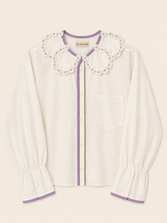 Chemise Maximarguerite ivoire lila