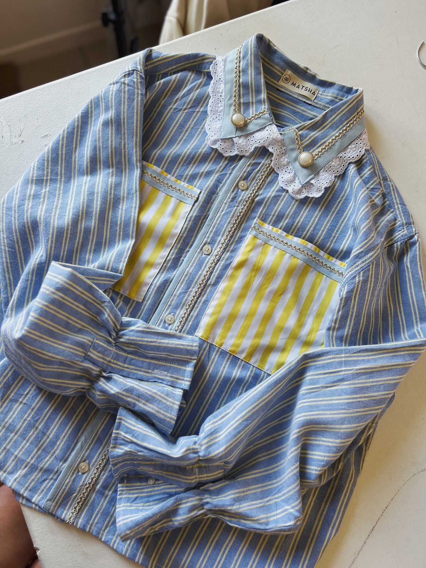 Chemise Mila rayures citron