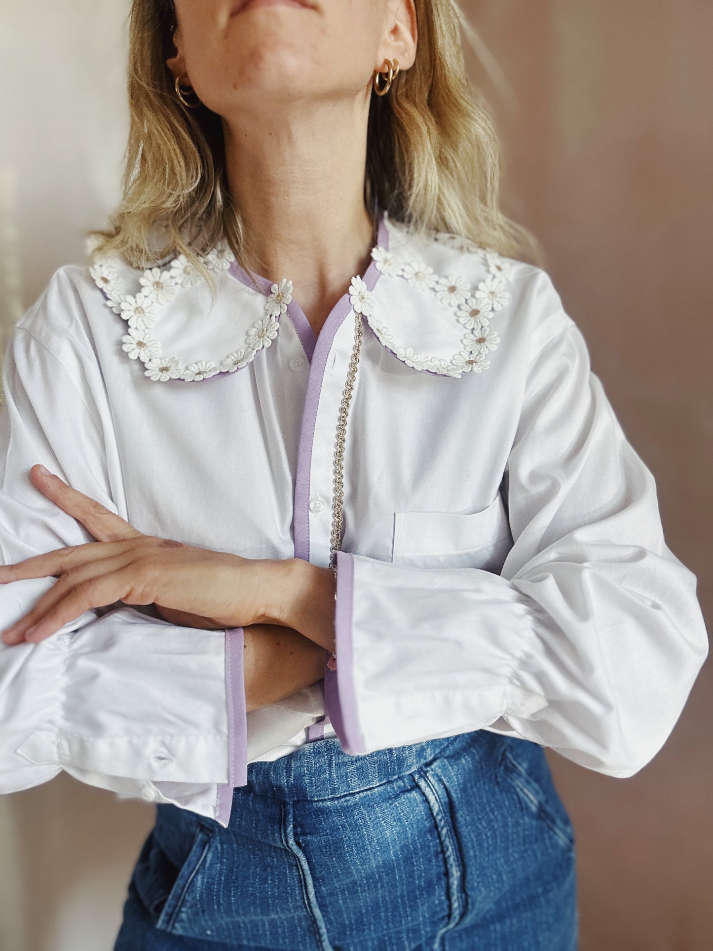 Maximarguerite lilac ivory shirt