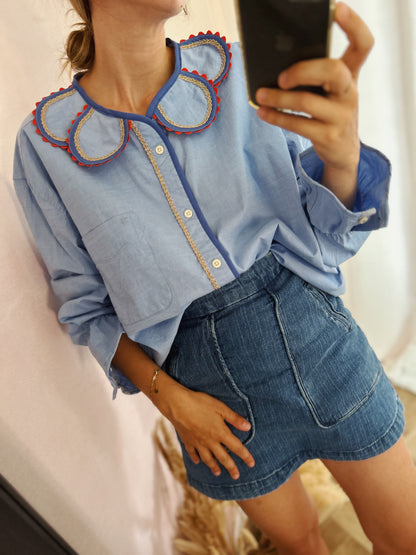 Chemise Marguerite blue java